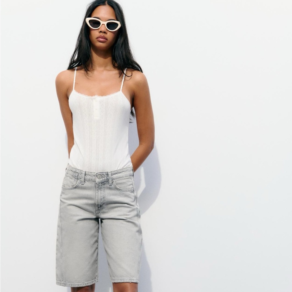 🆕 2024 ZARA HIGH WAIST TRF DENIM SHORTS